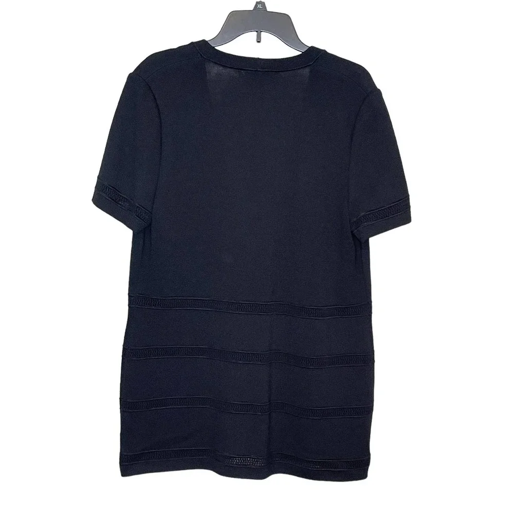 St. John Women's‎ Cardigan Sweater Santana Knit Short Sleeve Open Front Black 10